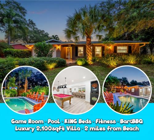 Largo Villa | King Beds - Game Room - Pool - Beach 2m - 2,100sqft