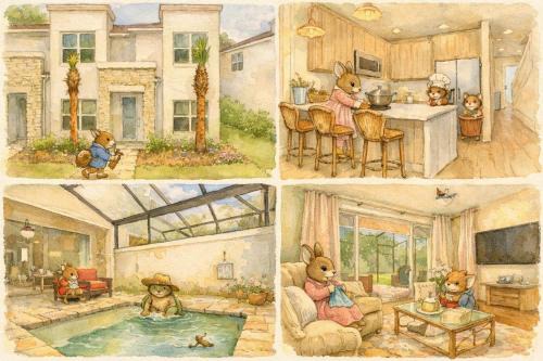 Four Corners House | New Cozy & Spacious Townhouse near Disney - 4BR, 3FB, and Pool