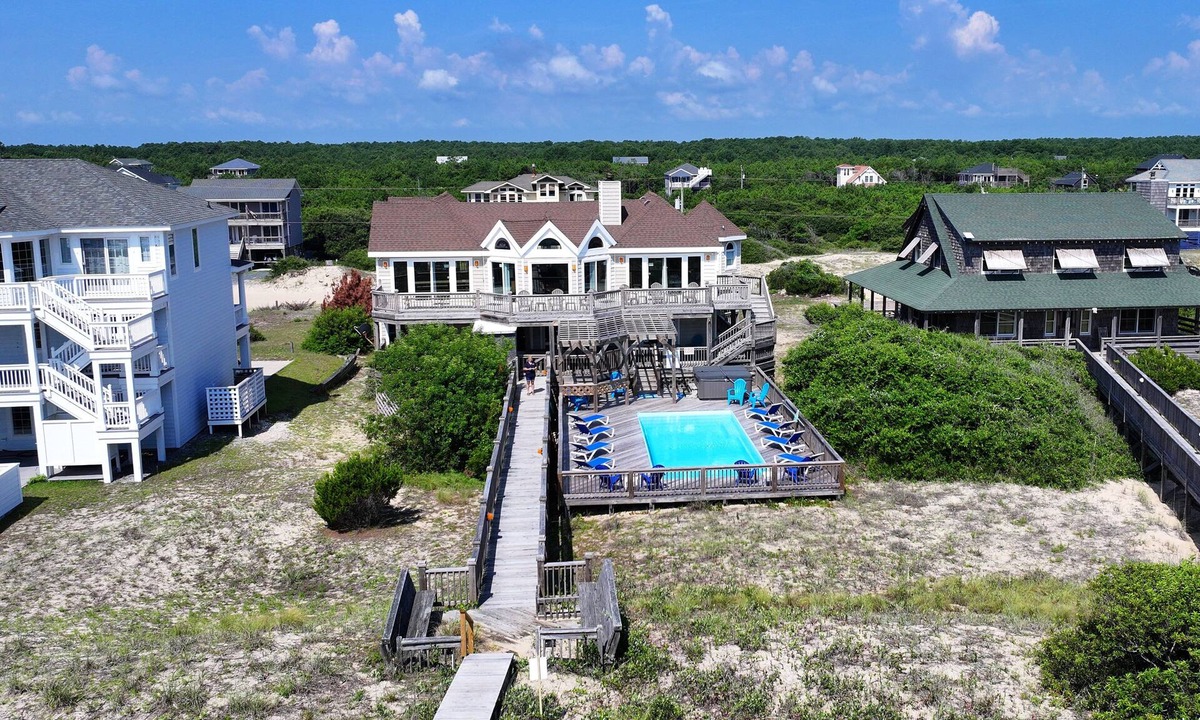 Carova Beach House | OCEANFRONT, wild horses, private pool, hot tub-4x2275, Over at Carova