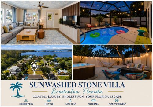 Bradenton House | Sunwashed Stone Villa with Heated Pool, Hot Tub & Mini Golf