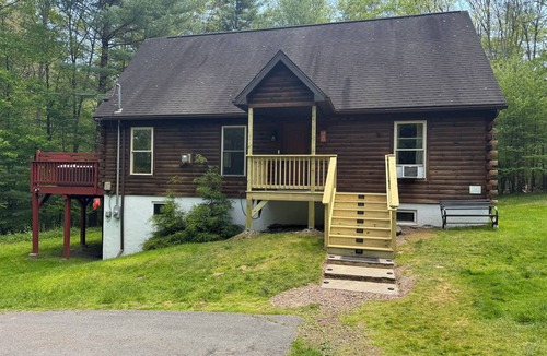 Dingmans Ferry House | 3BR chalet w/hot tub, fire pit & pond. Secluded natural setting, yet so close.