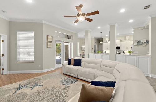 Palm Coast House | 5BR Pool Retreat with Lanai, Fire Pit & Bikes