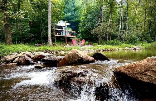 Purlear Cabin | Cool A-Frame on Creek in Purlear, North Carolina