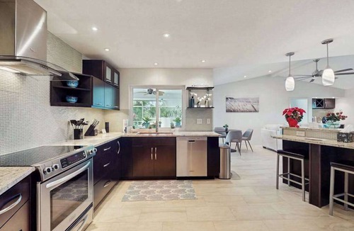 Trailer Estates House | Dog friendly home with private pool, on golf course, and washer and dryer