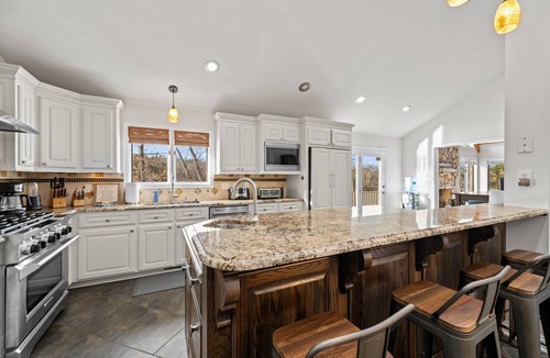 Rock Hill House | Lake House Fire Table Sunset