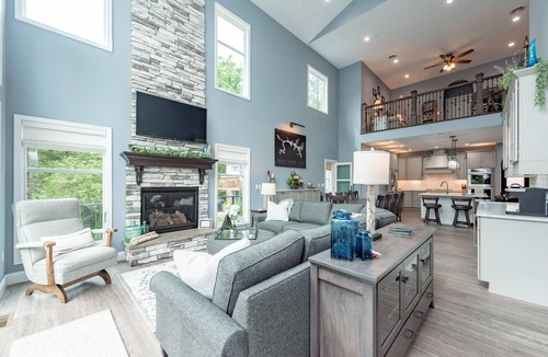 McHenry House | Lakefront Luxury w/Fireplace, Dock & Hot Tub