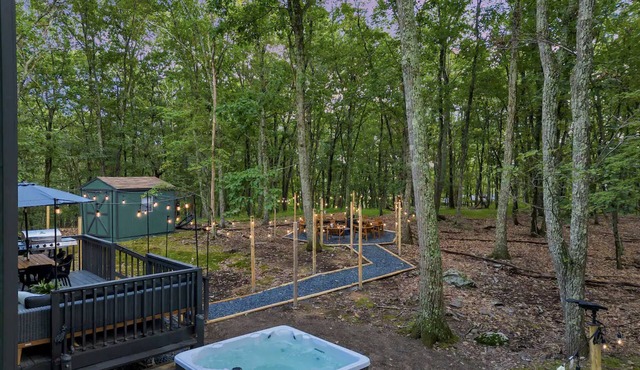 Campfire Oasis Hot Tub, Jungle Gym, Game Room