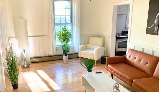 Chic Downtown Retreat Furnished 2-Bedroom with Trail Access & Outdoor Oasis