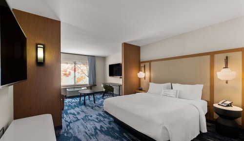 Suite, 1 King Bed with Sofa bed, Hearing Accessible (Roll-in Shower)